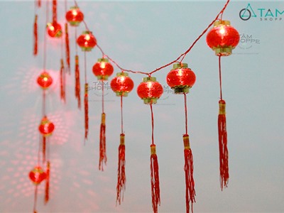 Dây đèn lồng đèn đỏ trang trí tết số 04